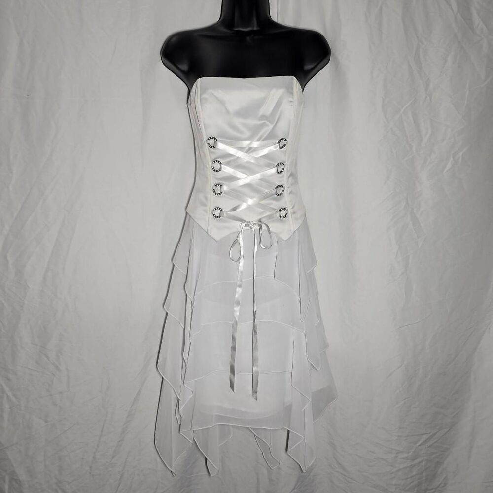 Jessica McClintock White Strapless Midi Dress